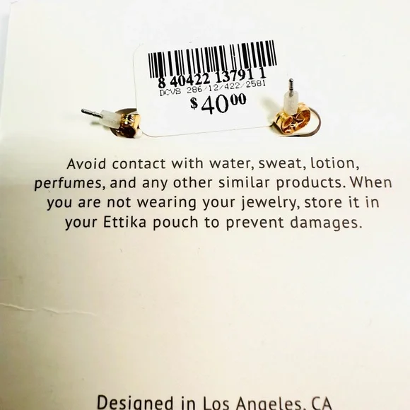 New Ettika Gold Crystal Dangle Earrings - Picture 4 of 4